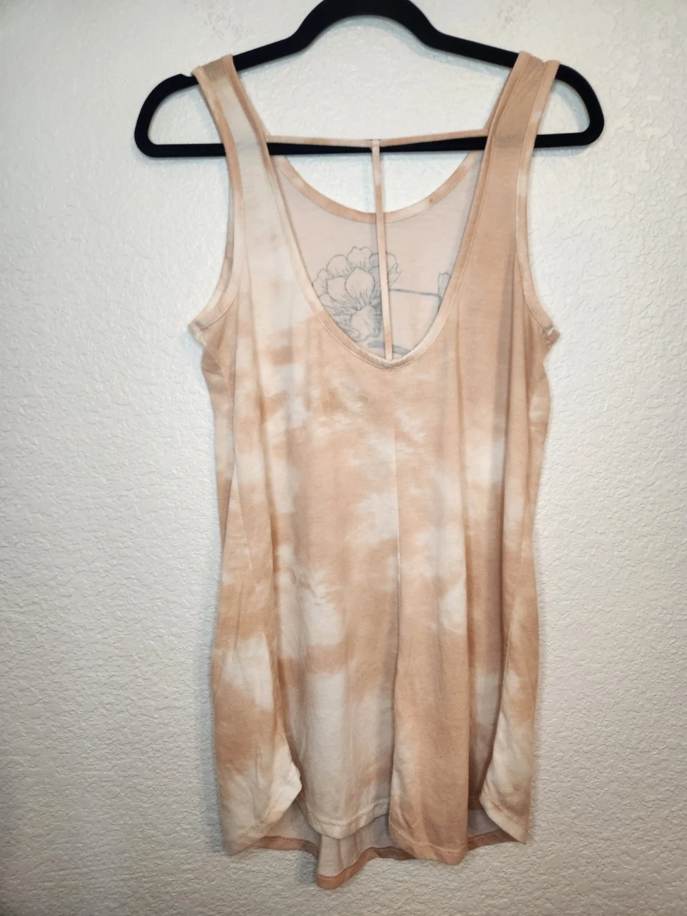 Texas Floral Tie-Dye Tank Beige coverup Size L